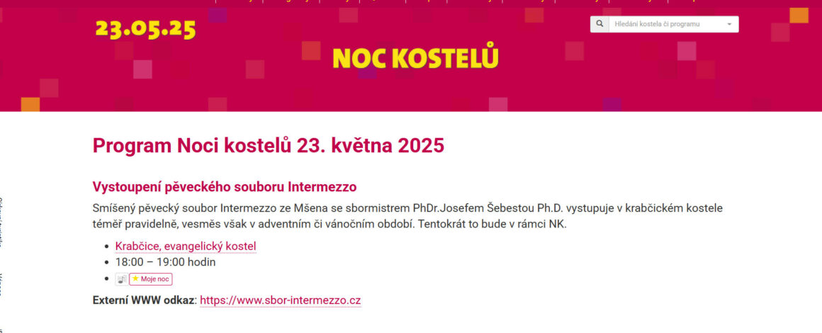 Noc kostelů, evangelický kostel, Krabčice